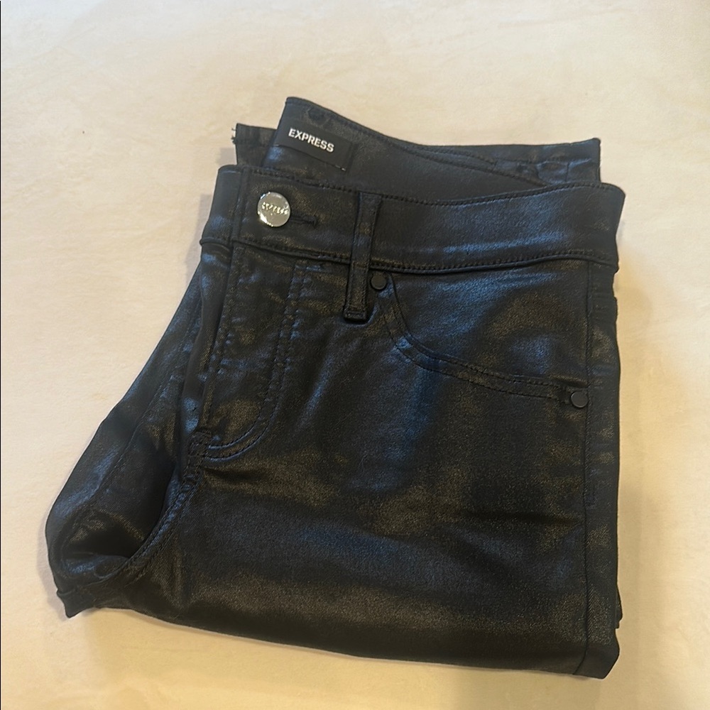 Express skinny flare black jeans